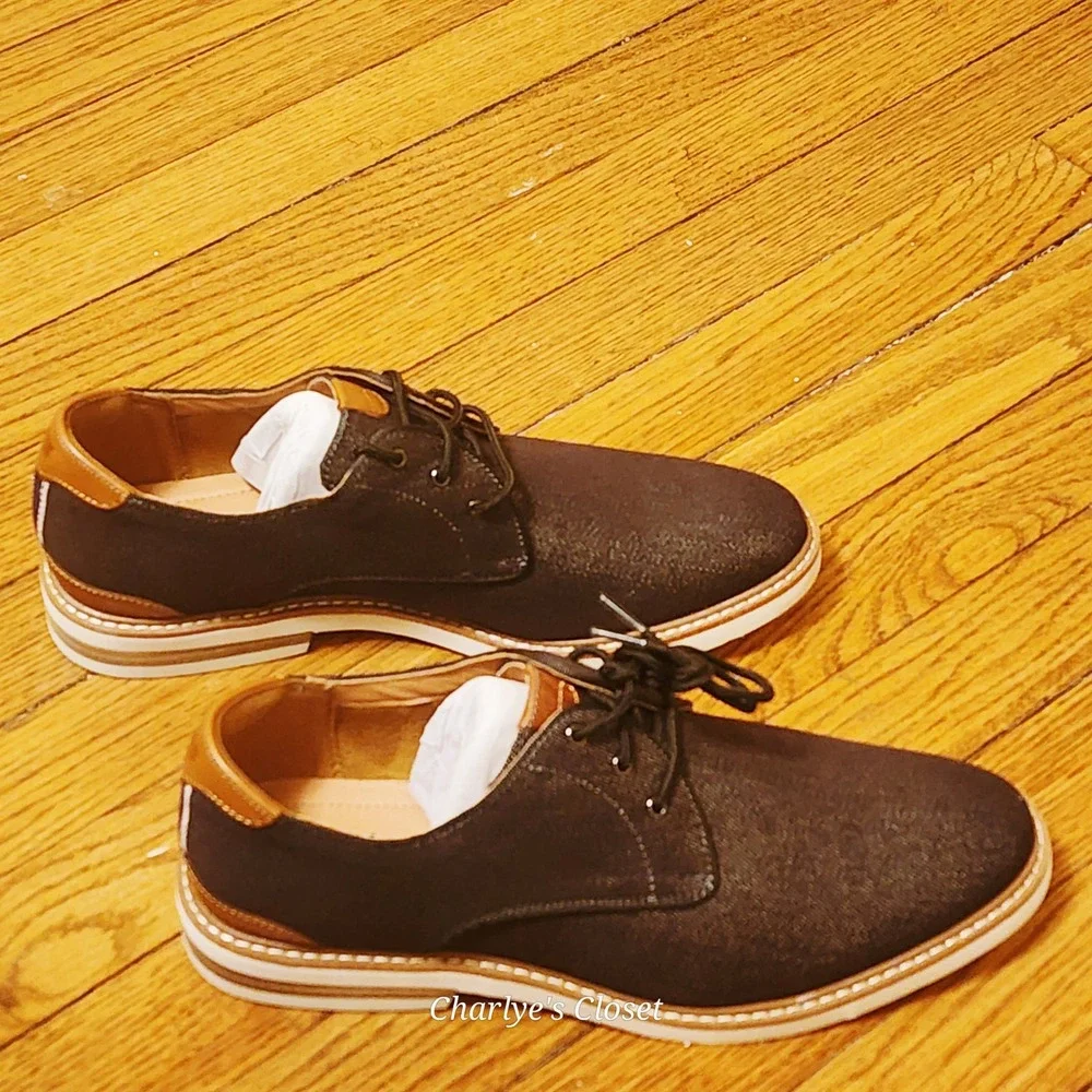 Florsheim Highland Canvas Denim‎ Oxford 7.5M NWOB Blk/Wht 14273-001 Casual Euro